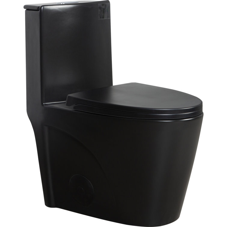 Matte Black High Efficiency Dual Flush One-Piece Elongated Toilet