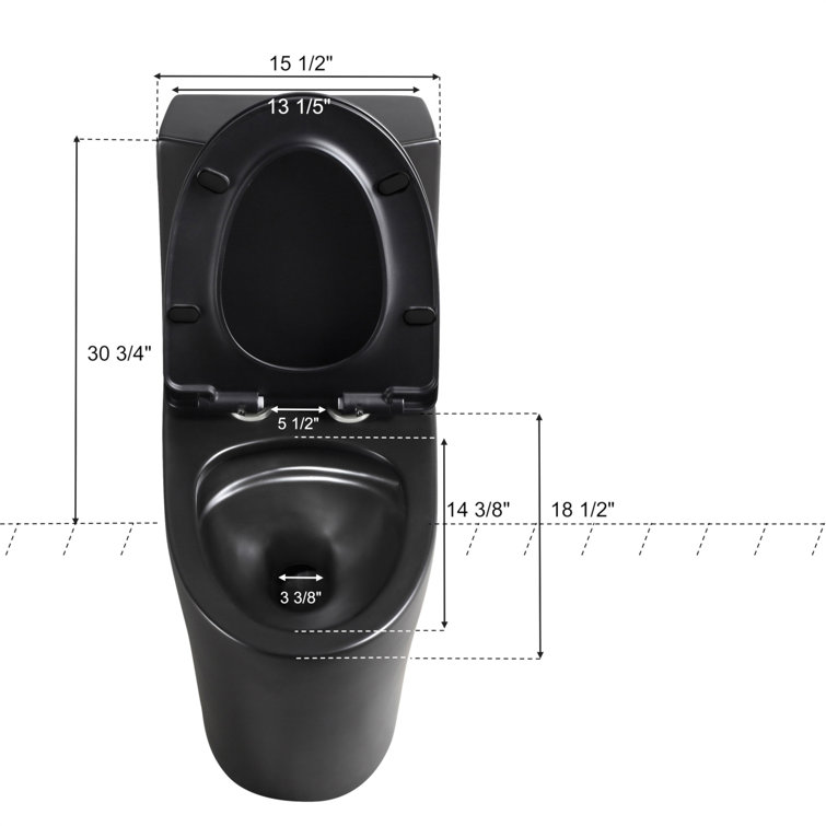 Matte Black High Efficiency Dual Flush One-Piece Elongated Toilet