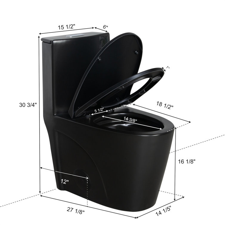 Matte Black High Efficiency Dual Flush One-Piece Elongated Toilet