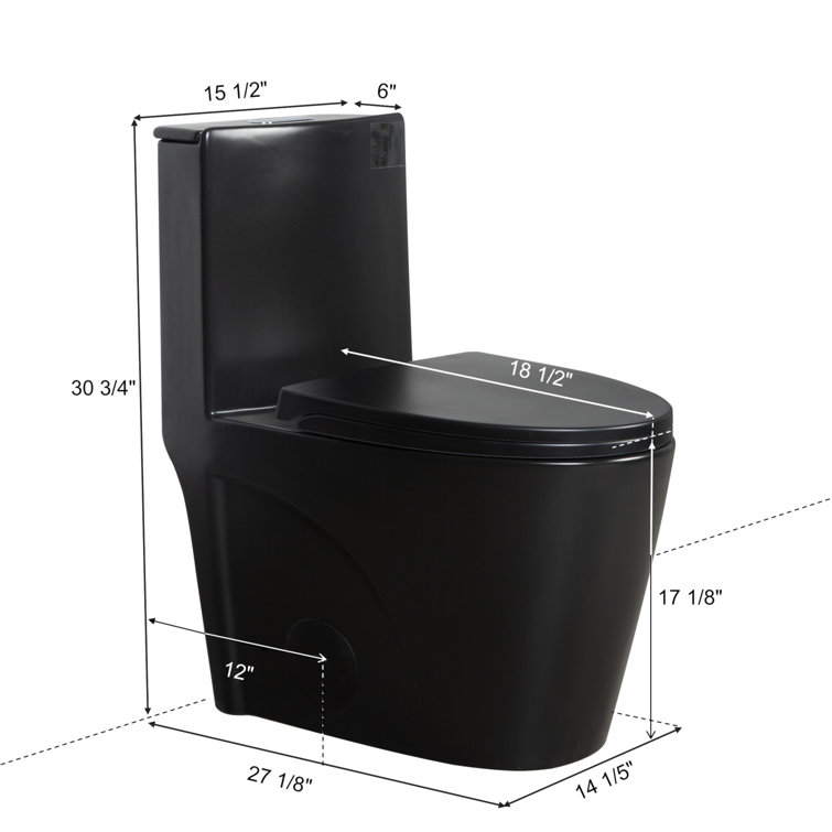 Matte Black High Efficiency Dual Flush One-Piece Elongated Toilet