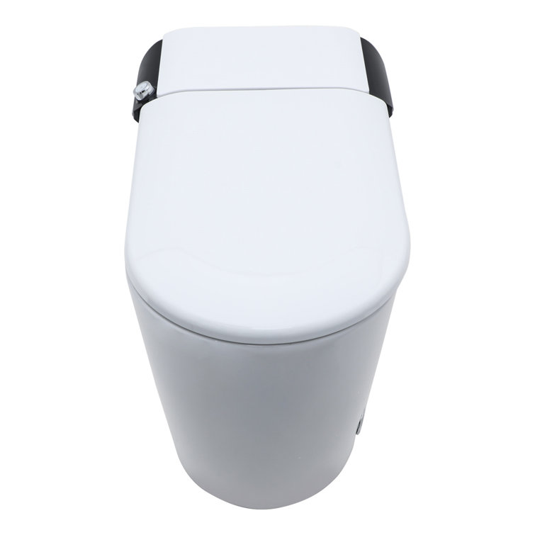White Ceramic Elongated Smart Toilet with Heated Seat and Bidet