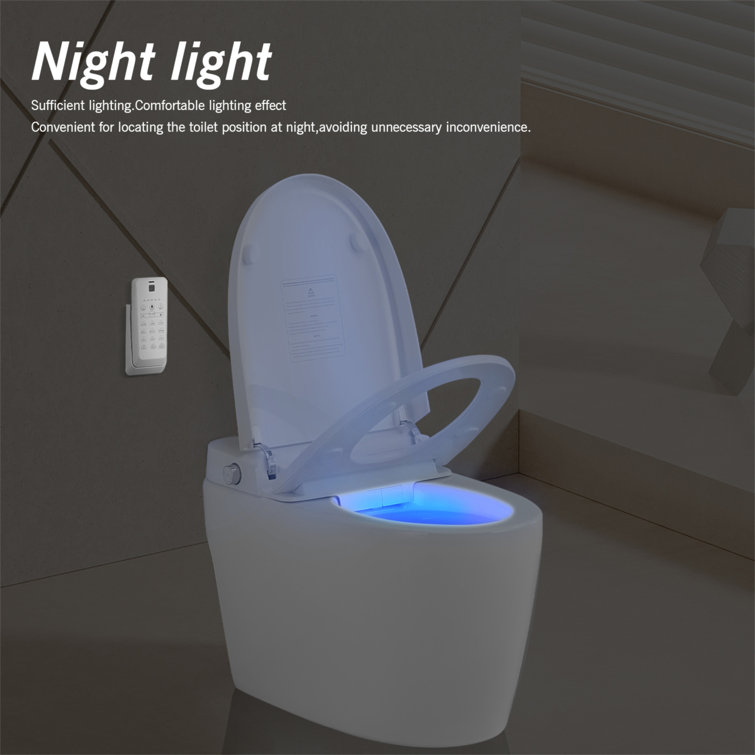 White Ceramic Smart Toilet Bidet Combo with Heated Seat and Remote Control