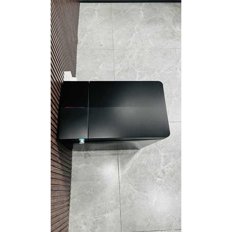 Matte Black Square Ceramic Smart Toilet with Built-In Tank and Heated Seat