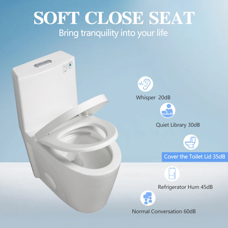 Glossy White Ceramic Dual Flush One-Piece Elongated Toilet