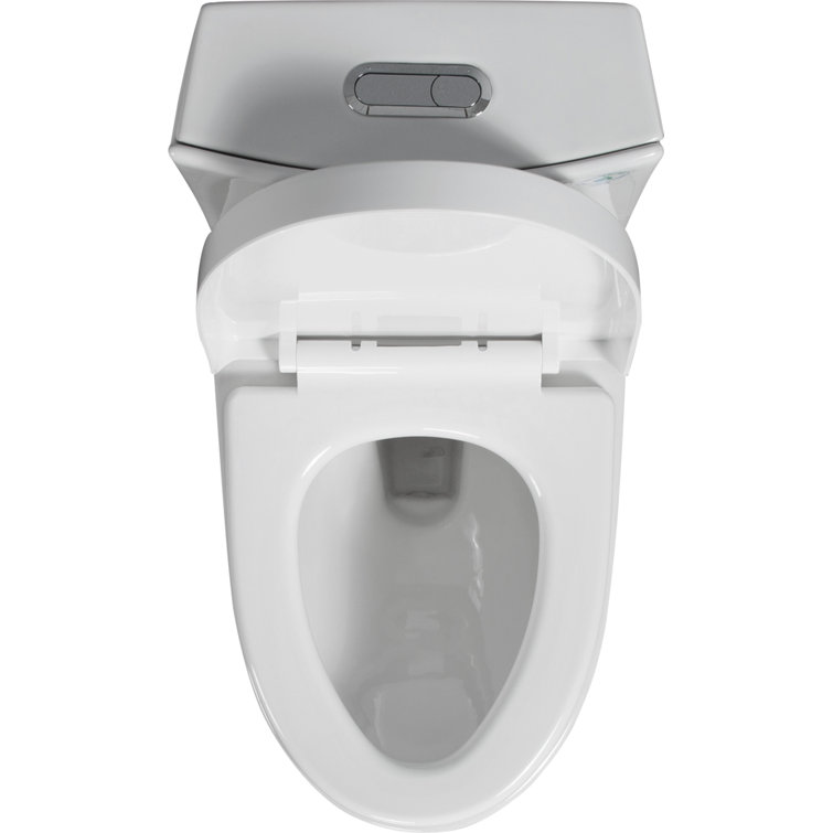 Glossy White Ceramic Dual Flush One-Piece Elongated Toilet