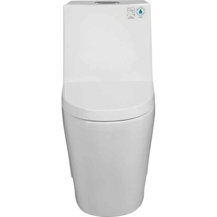 Glossy White Ceramic Dual Flush One-Piece Elongated Toilet