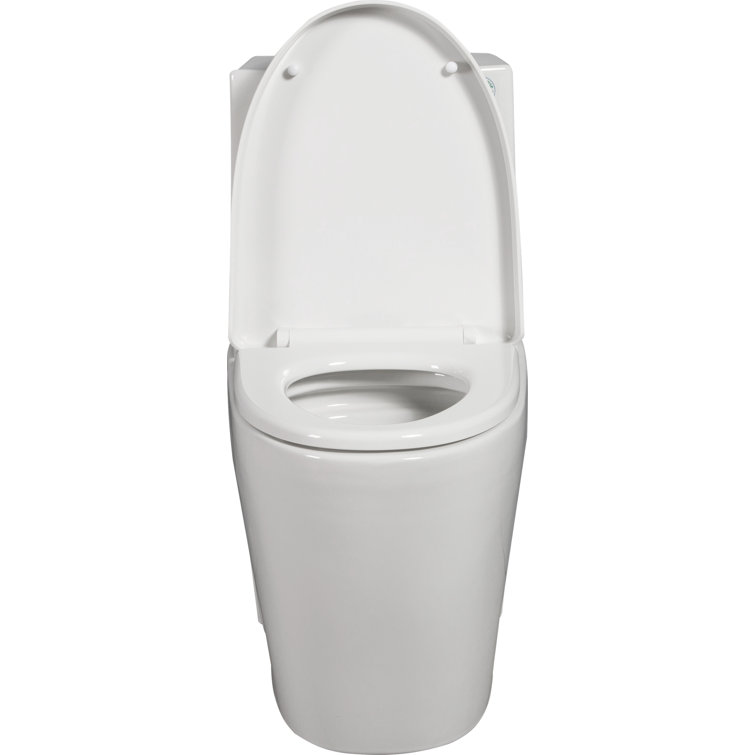 Glossy White Ceramic Dual Flush One-Piece Elongated Toilet