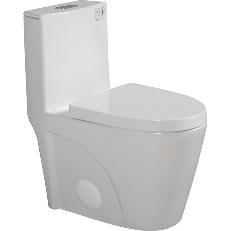 Glossy White Ceramic Dual Flush One-Piece Elongated Toilet