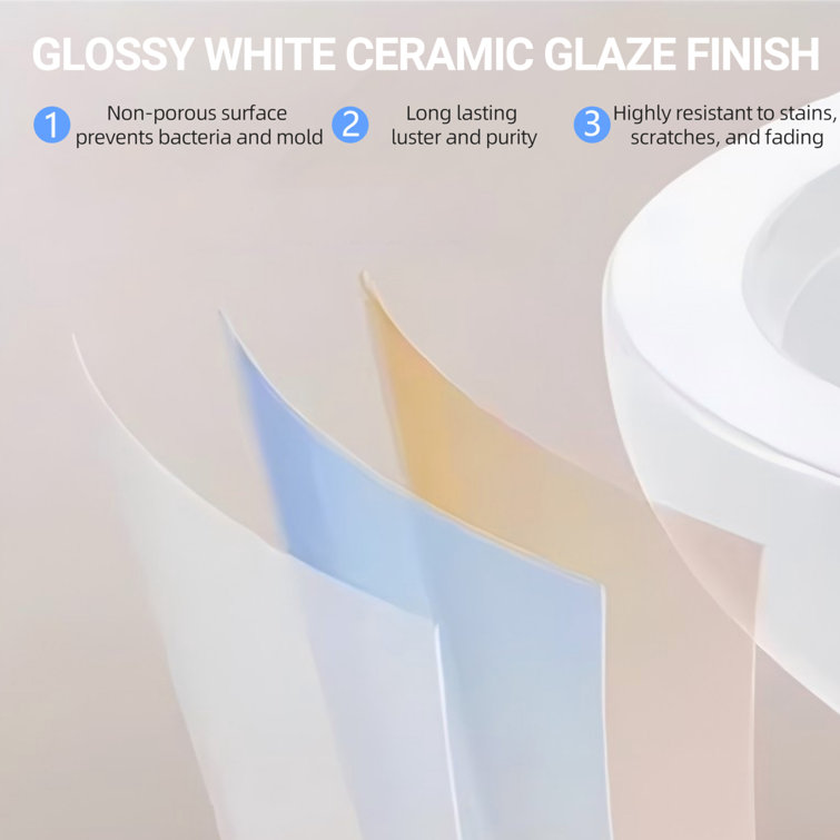 Glossy White Ceramic Dual Flush One-Piece Elongated Toilet