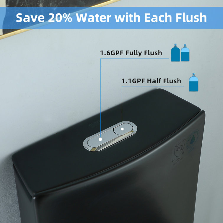 Matte Black High Efficiency Dual Flush One-Piece Elongated Toilet