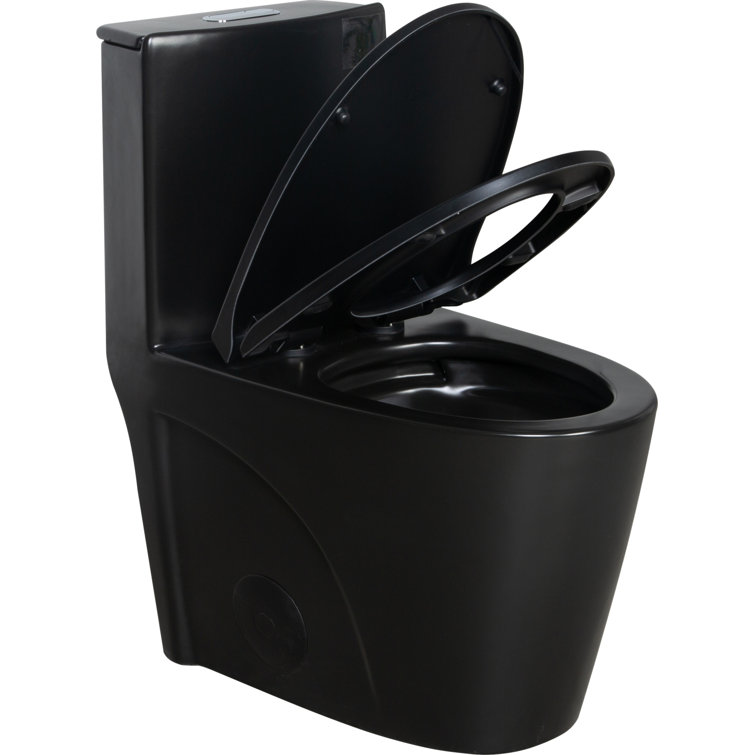 Matte Black High Efficiency Dual Flush One-Piece Elongated Toilet
