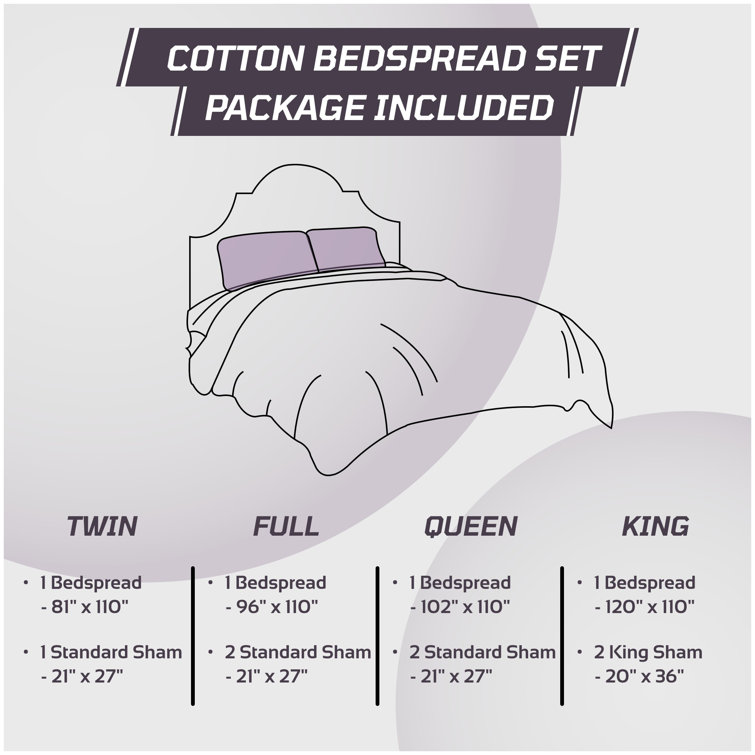 White Twin Cotton Reversible Tufted Medallion Bedspread Set