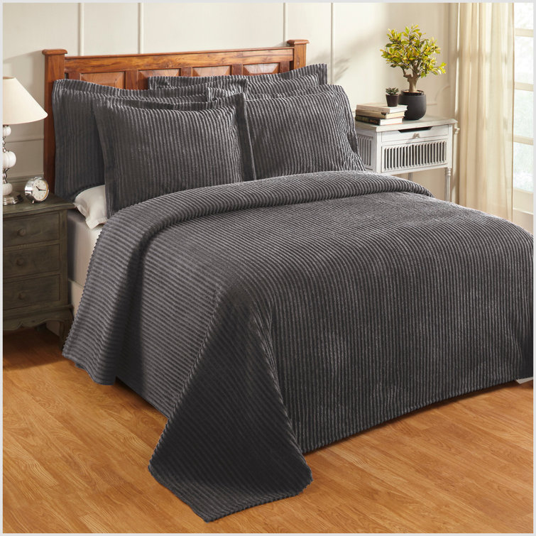 Julian Collection Twin Gray Cotton Bedspread Coverlet