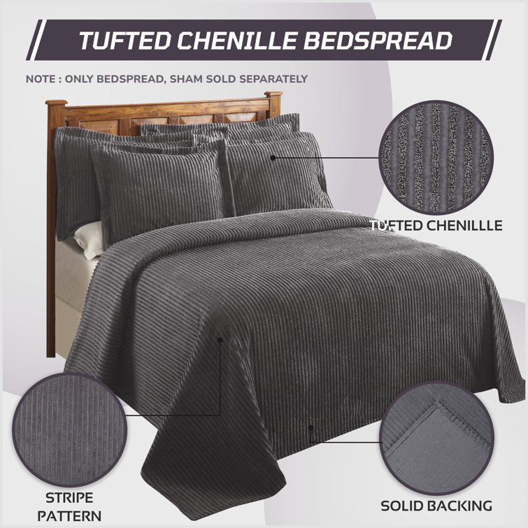 Julian Collection Twin Gray Cotton Bedspread Coverlet