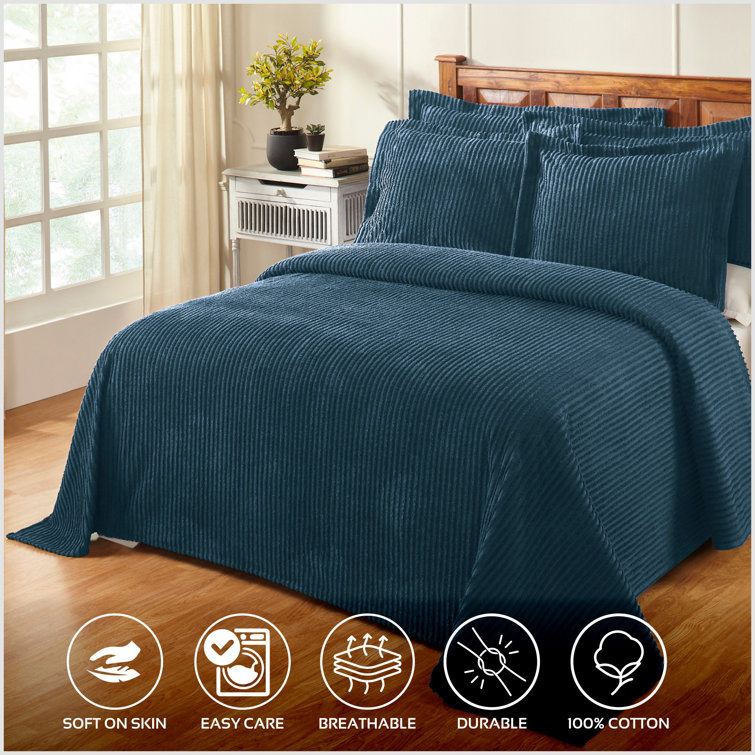 Julian Collection Twin Gray Cotton Bedspread Coverlet