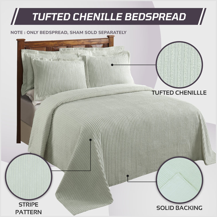 Navy Full Cotton Chenille Bedspread Set with Shams