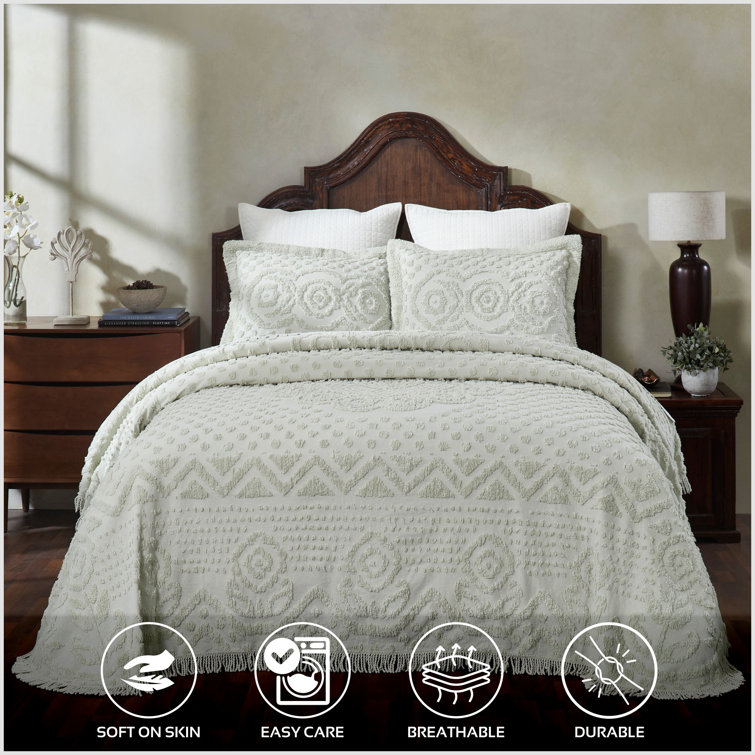 Sage Serenity 100% Cotton Full Bedspread Set