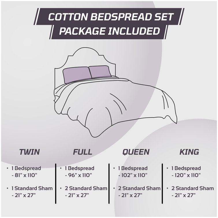Gray Full Cotton Chenille Tufted Bedspread Set with Shams