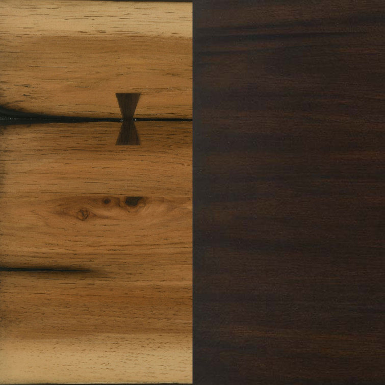 Natural Honey and Black Reclaimed Wood Rectangular Dining Table