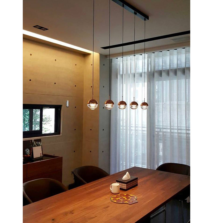 Black Glass LED Linear Suspension Pendant Light