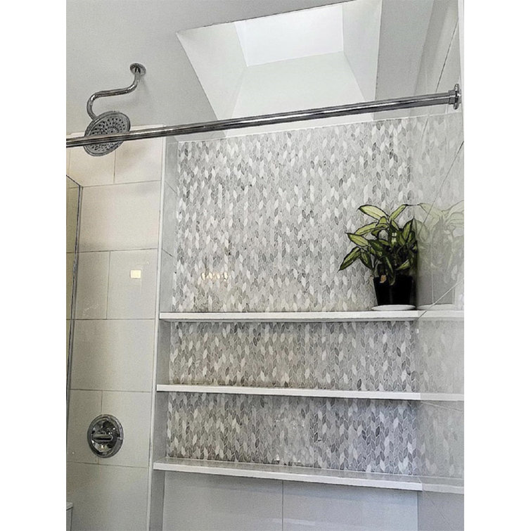 White and Gray Leaf Pattern Marble Mosaic Tile
