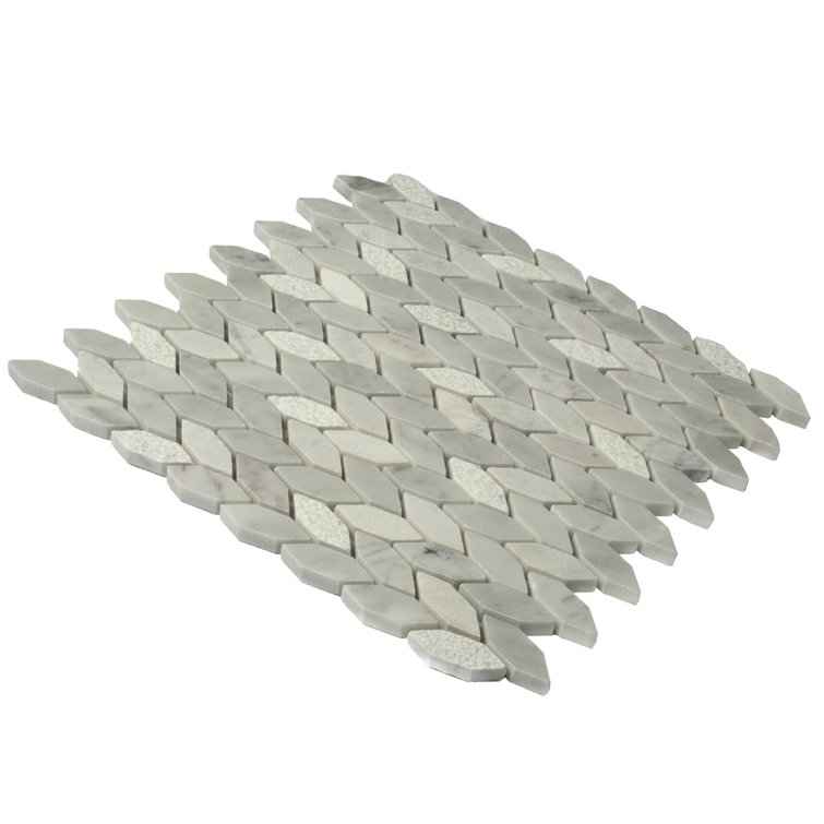 White and Gray Leaf Pattern Marble Mosaic Tile