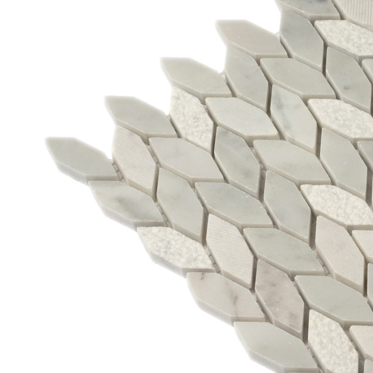 White and Gray Leaf Pattern Marble Mosaic Tile