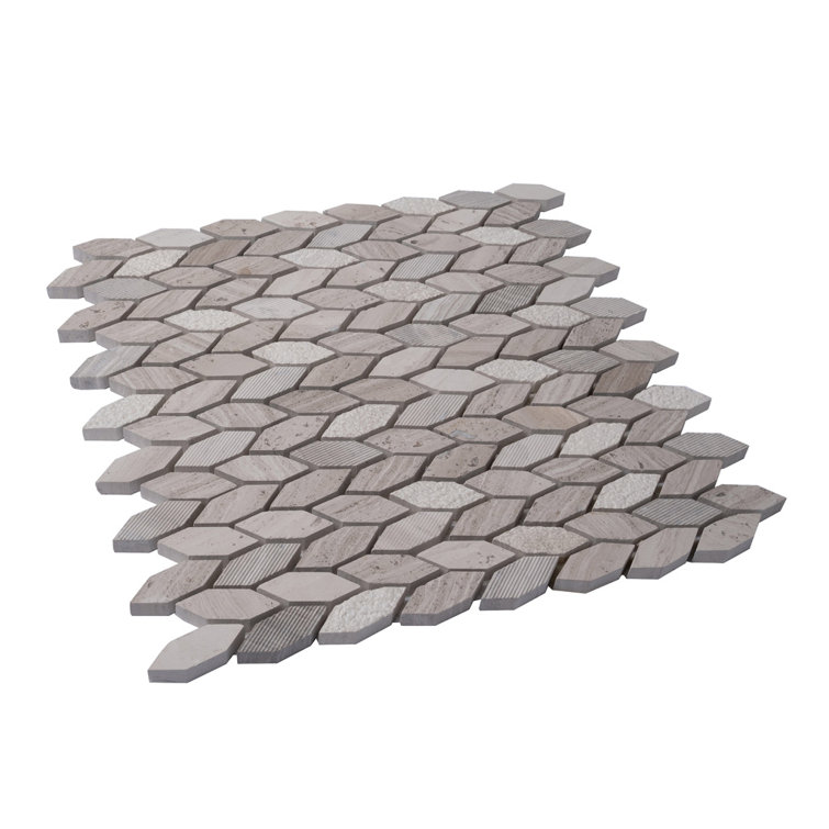 Wooden Gray Leaf Polished Marble Mosaic Wall and Floor Tile