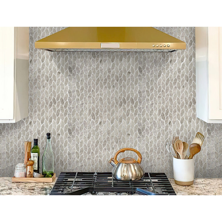 Wooden Gray Leaf Polished Marble Mosaic Wall and Floor Tile