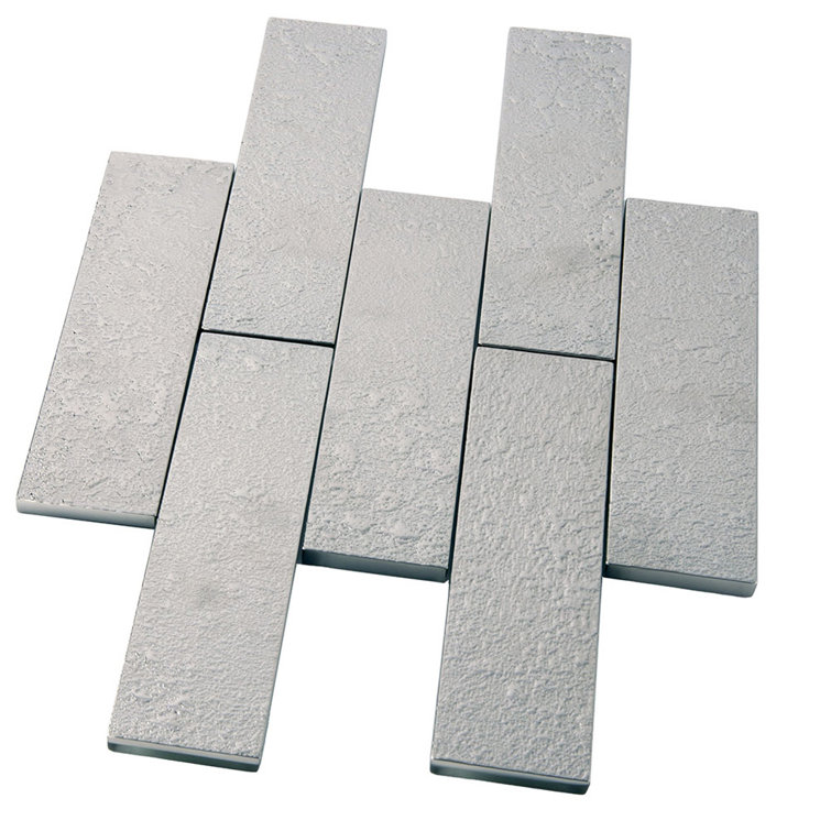 2" x 8" Black Metallic Glass Subway Wall & Floor Tile