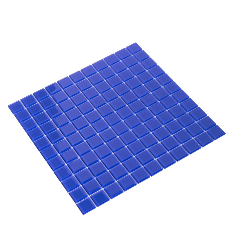 Cobalt Blue Polished Glass Mosaic Tile Sheet
