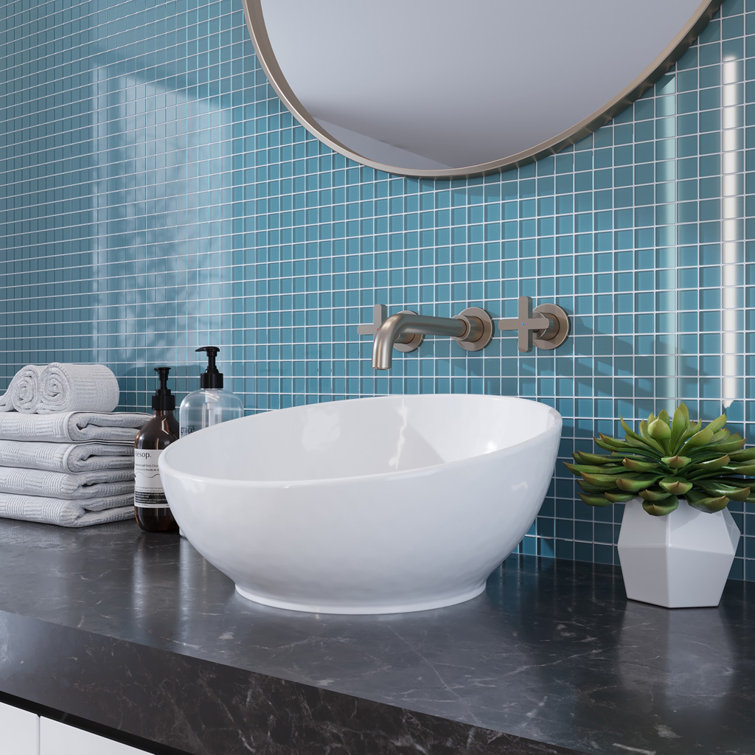 Sky Blue Polished Glass Mosaic Tile for Kitchen and Bathroom