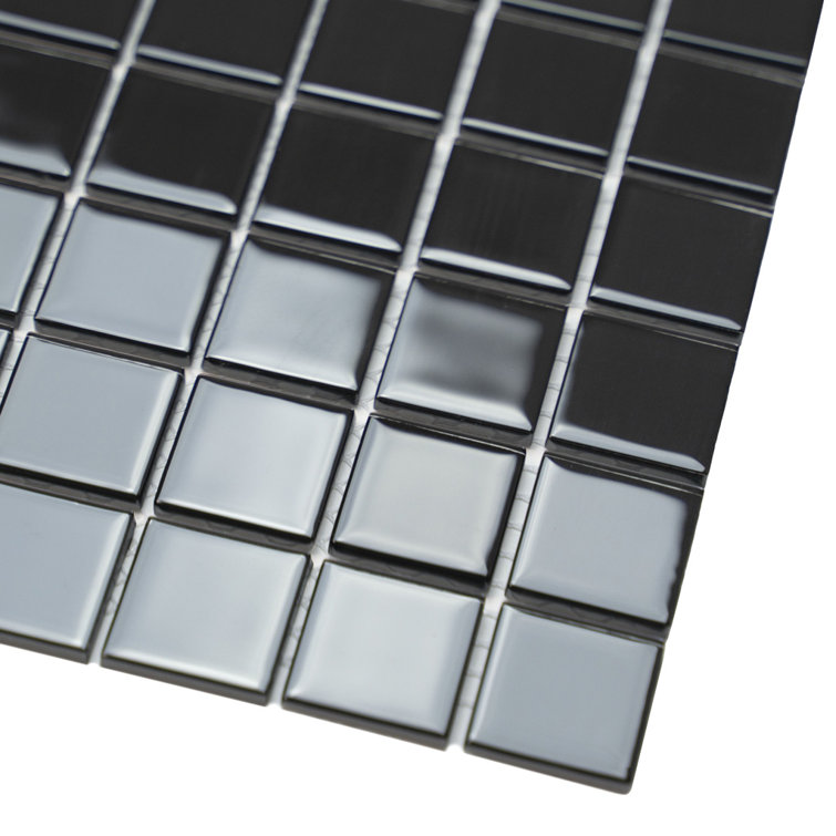 Black Polished Glass Mosaic Tile for Kitchen and Bathroom