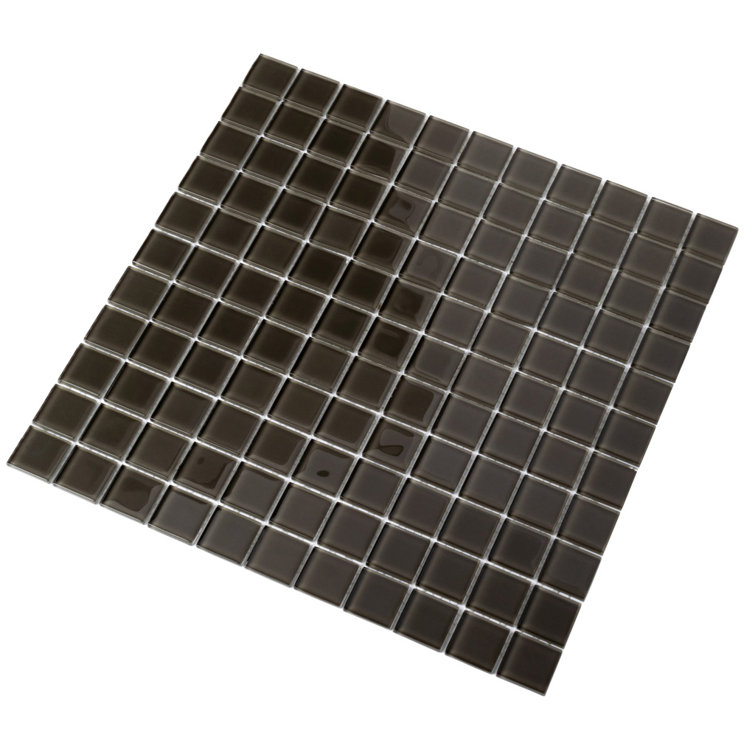 Ash Gray 11.8" x 11.8" Polished Glass Mosaic Tile