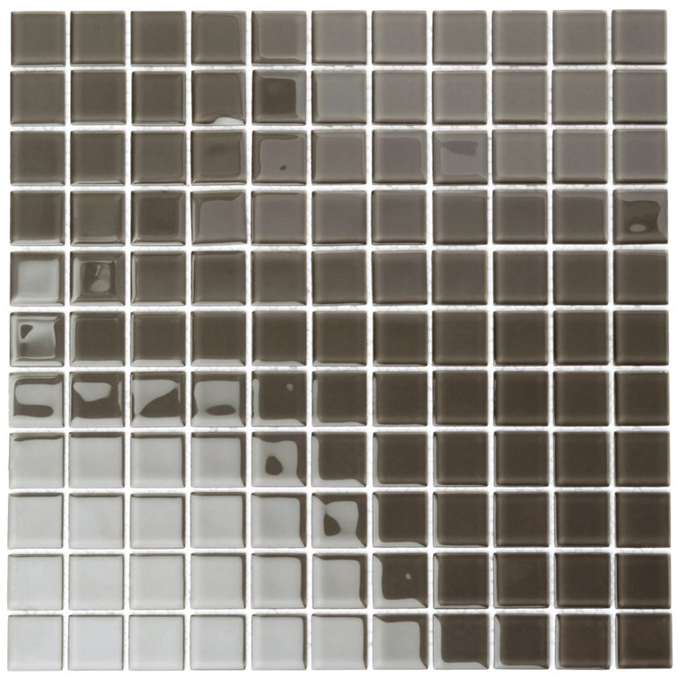 Ash Gray 11.8" x 11.8" Polished Glass Mosaic Tile