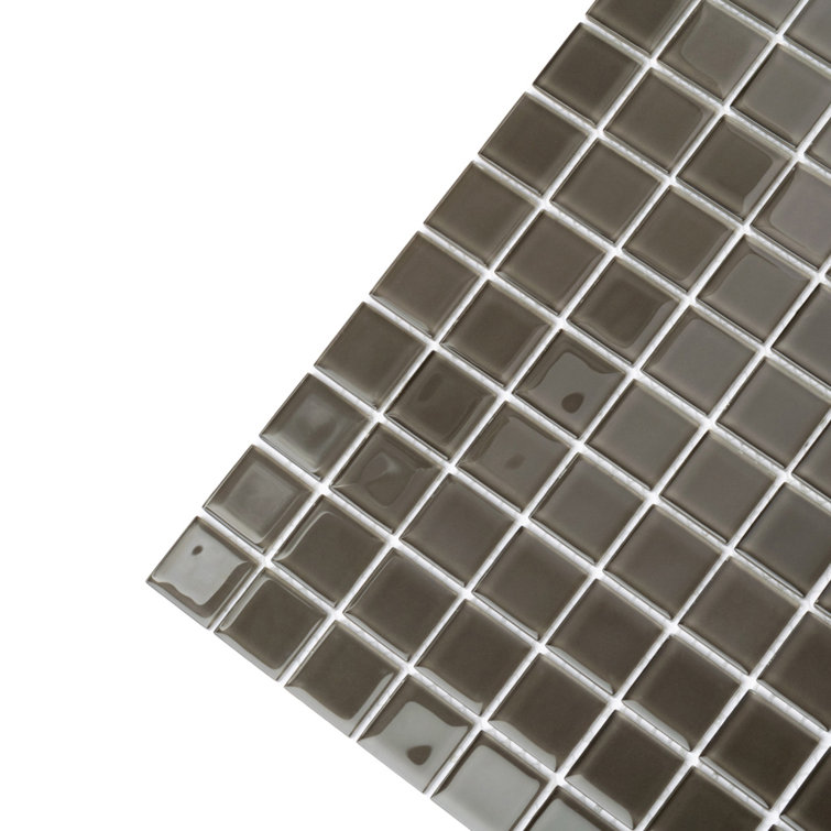 Ash Gray 11.8" x 11.8" Polished Glass Mosaic Tile