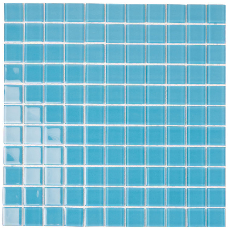 Sky Blue 11.8" x 11.8" Polished Glass Mosaic Tile