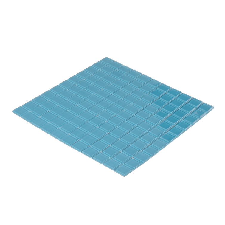 Sky Blue 11.8" x 11.8" Polished Glass Mosaic Tile