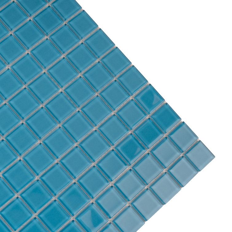 Sky Blue 11.8" x 11.8" Polished Glass Mosaic Tile