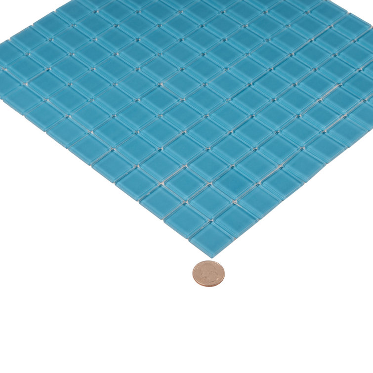 Sky Blue 11.8" x 11.8" Polished Glass Mosaic Tile
