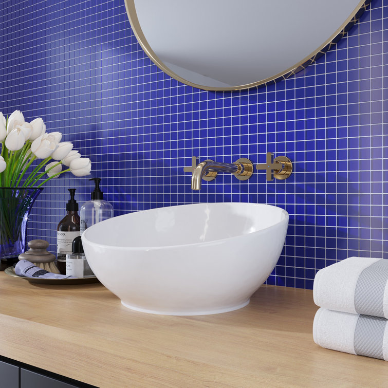 12" x 12" Matte Cobalt Blue Glass Mosaic Tile