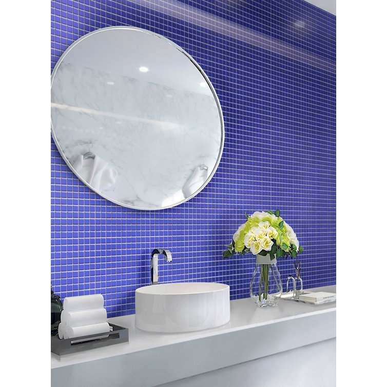 12" x 12" Matte Cobalt Blue Glass Mosaic Tile