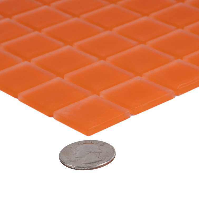 4x4 Orange Matte Glass Mosaic Tile for Walls and Floors