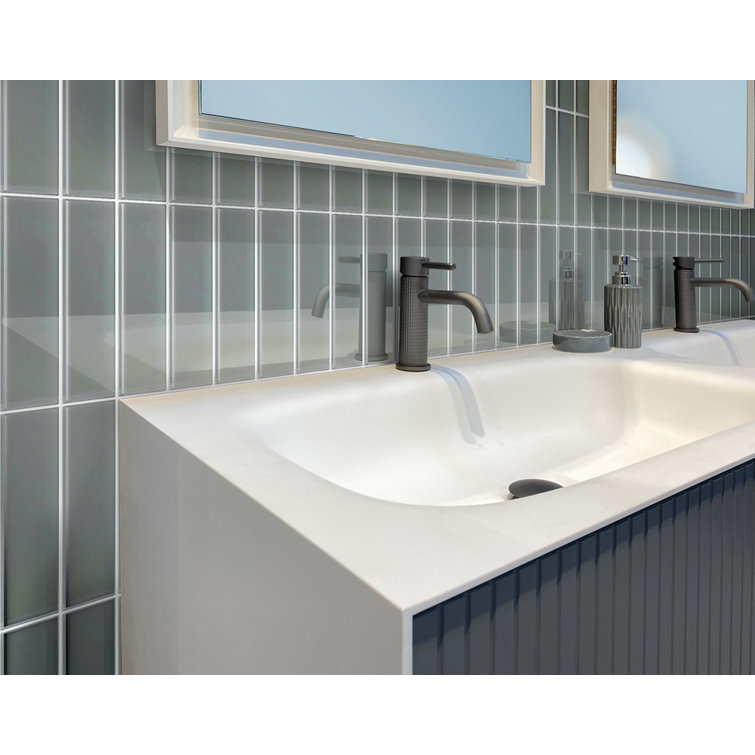 Gray Glossy Glass Brick Look Subway Wall Tile 3" x 12"