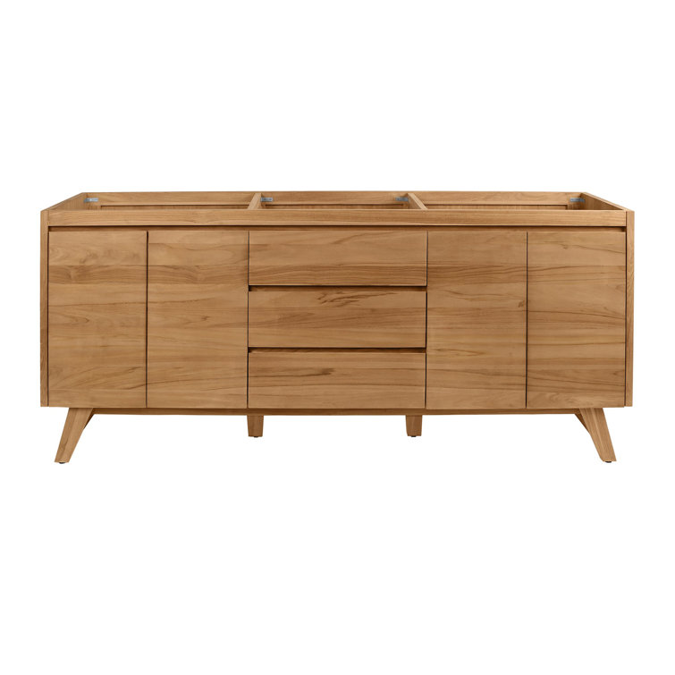 Coventry 73" Natural Teak Double Sink Vanity with White Stone Top