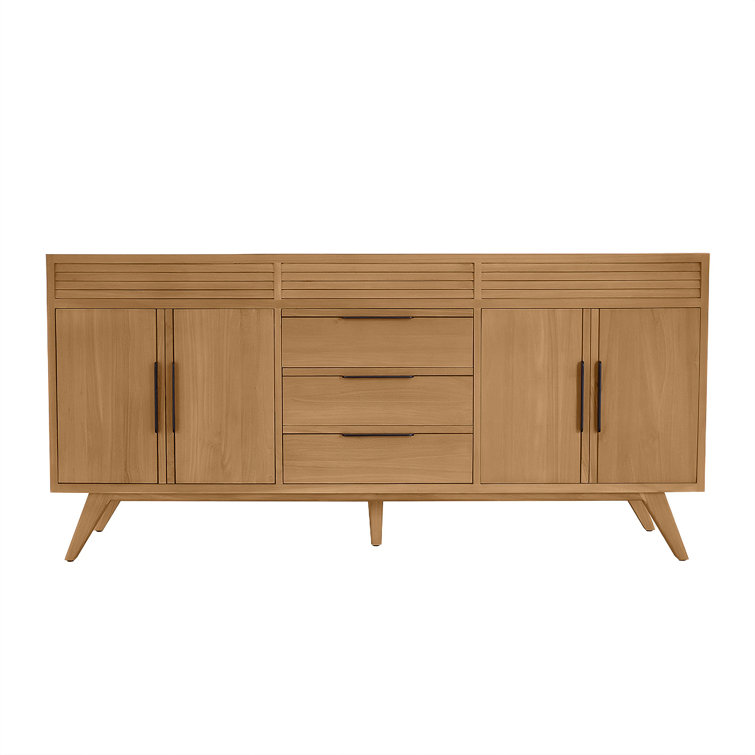 Taylor 73" Natural Teak Double Sink Vanity with White Quartz Top