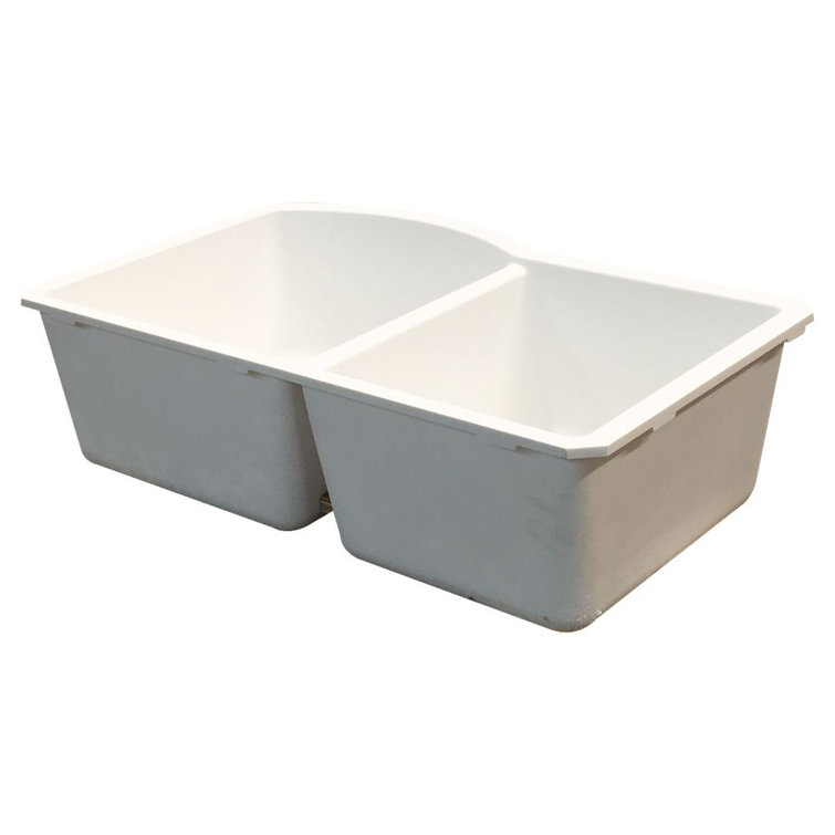 Aversa 31-inch White Granite Double Bowl Kitchen Sink