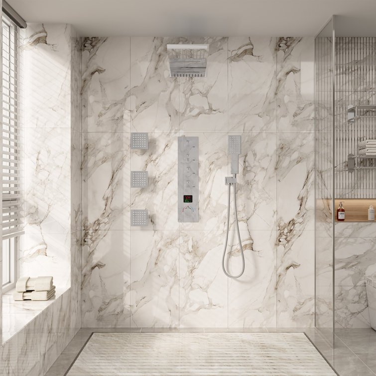 22" Chrome Dual Shower System with Digital Display and Body Jets