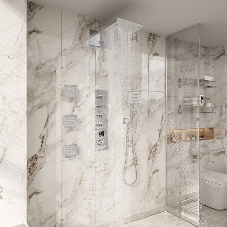 22" Chrome Dual Shower System with Digital Display and Body Jets