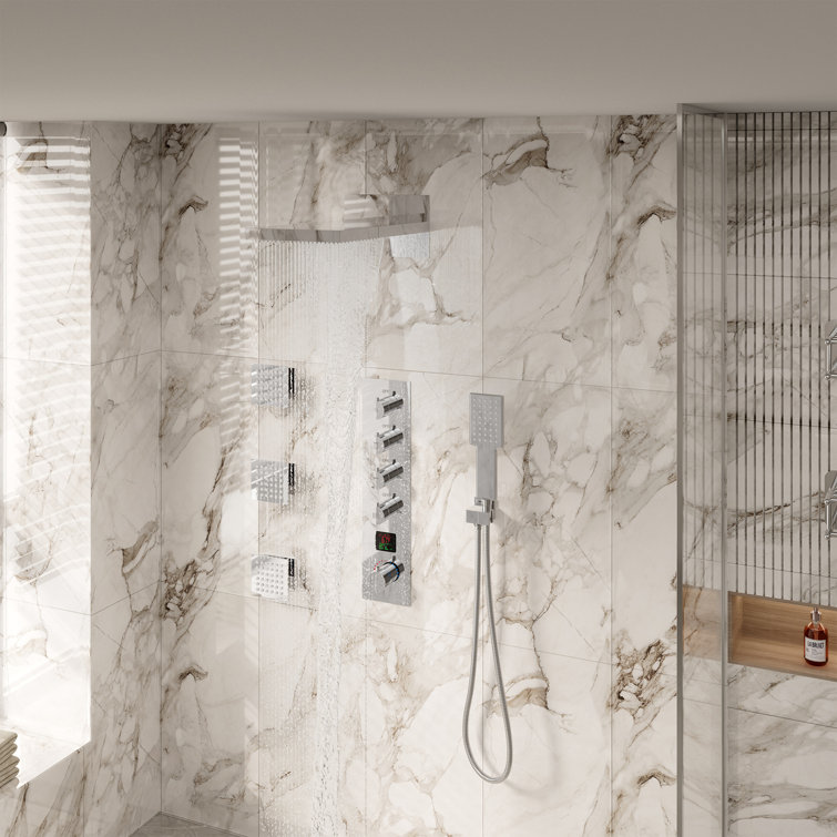 22" Chrome Dual Shower System with Digital Display and Body Jets